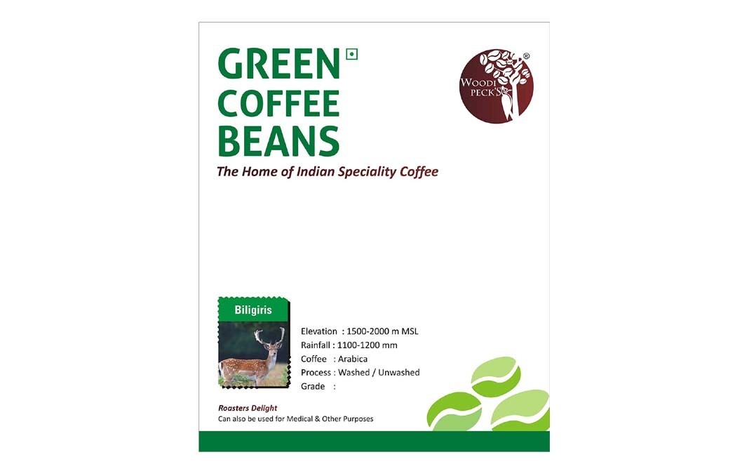 Woodi Peck's Green Coffee Beans, Biligiris   Box  200 grams